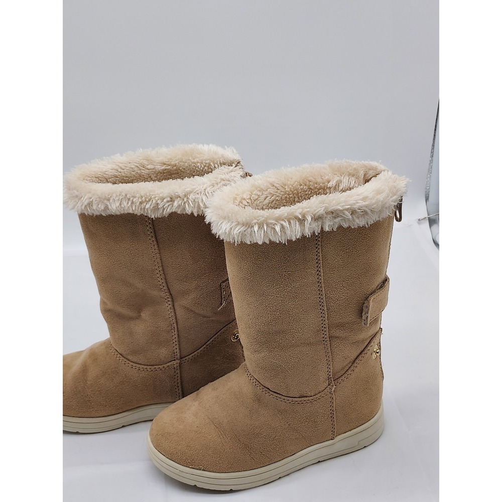 Cat & Jack‎ Kids Boots Size 8 Tan Faux Suede Faux Fur Winter